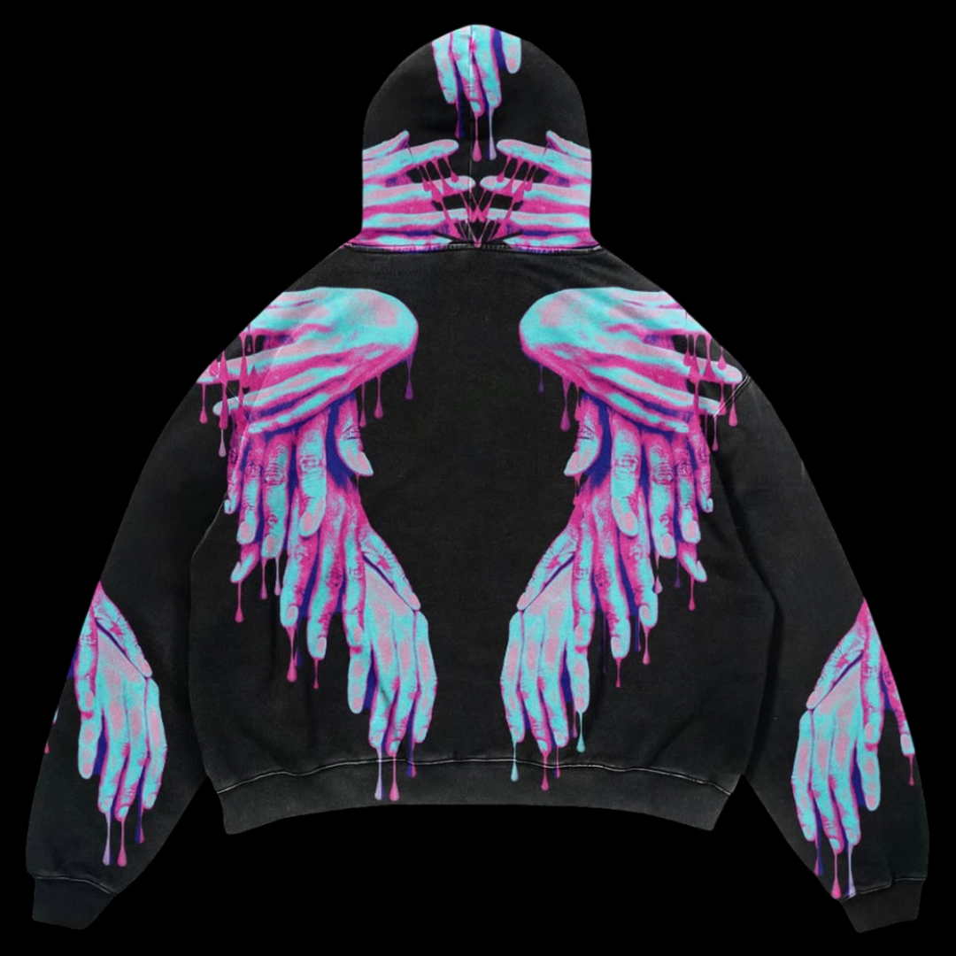 PROJECT I — “DISRUPTED HANDS” Unisex Oversized Hoodie